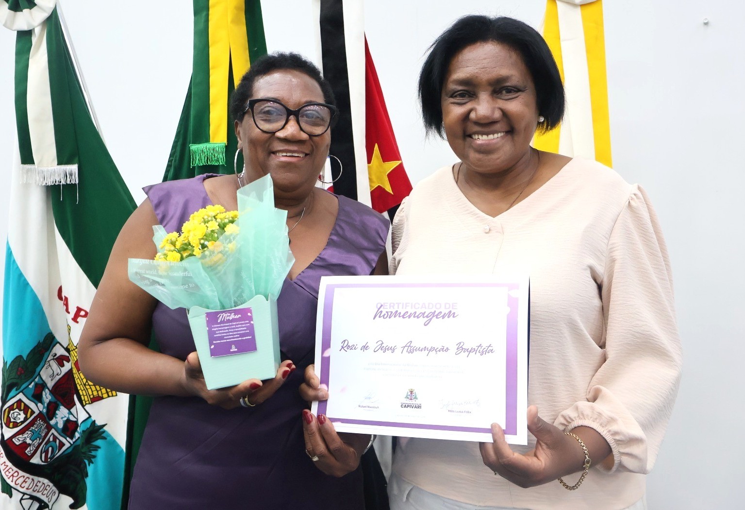 Vereadora Inês homenageia Rozi de Jesus Assumpção Batista em evento do Dia da Mulher na Câmara de Capivari