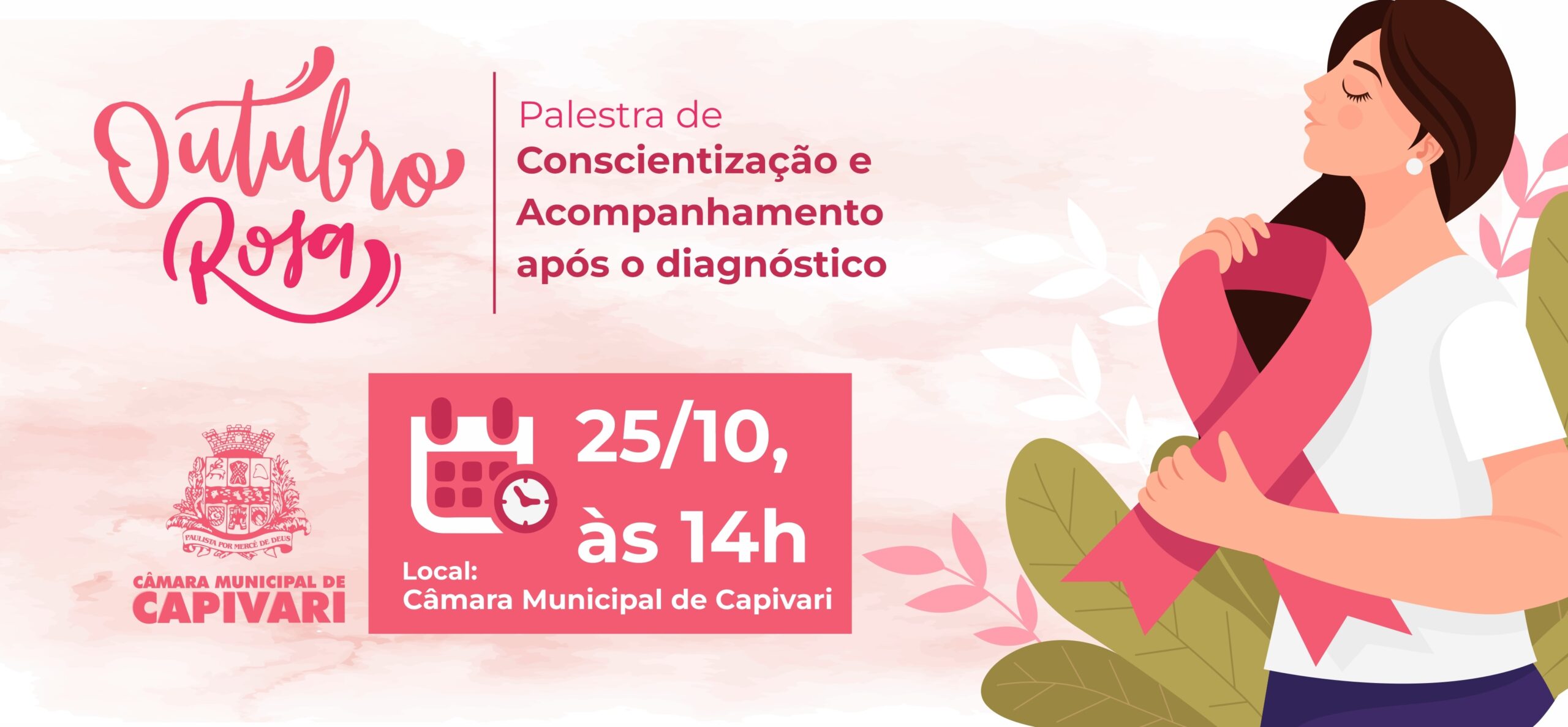 Câmara de Capivari e Secretaria de Saúde convidam a todos para palestra sobre o Outubro Rosa