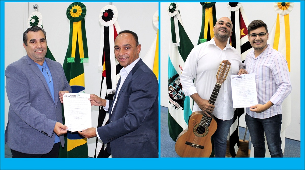 <strong>Vereadores Nelson Soares e Vinícius Scarso homenageiam Fabiano Dantas e Orquestra de Violeiros de Capivari</strong>
