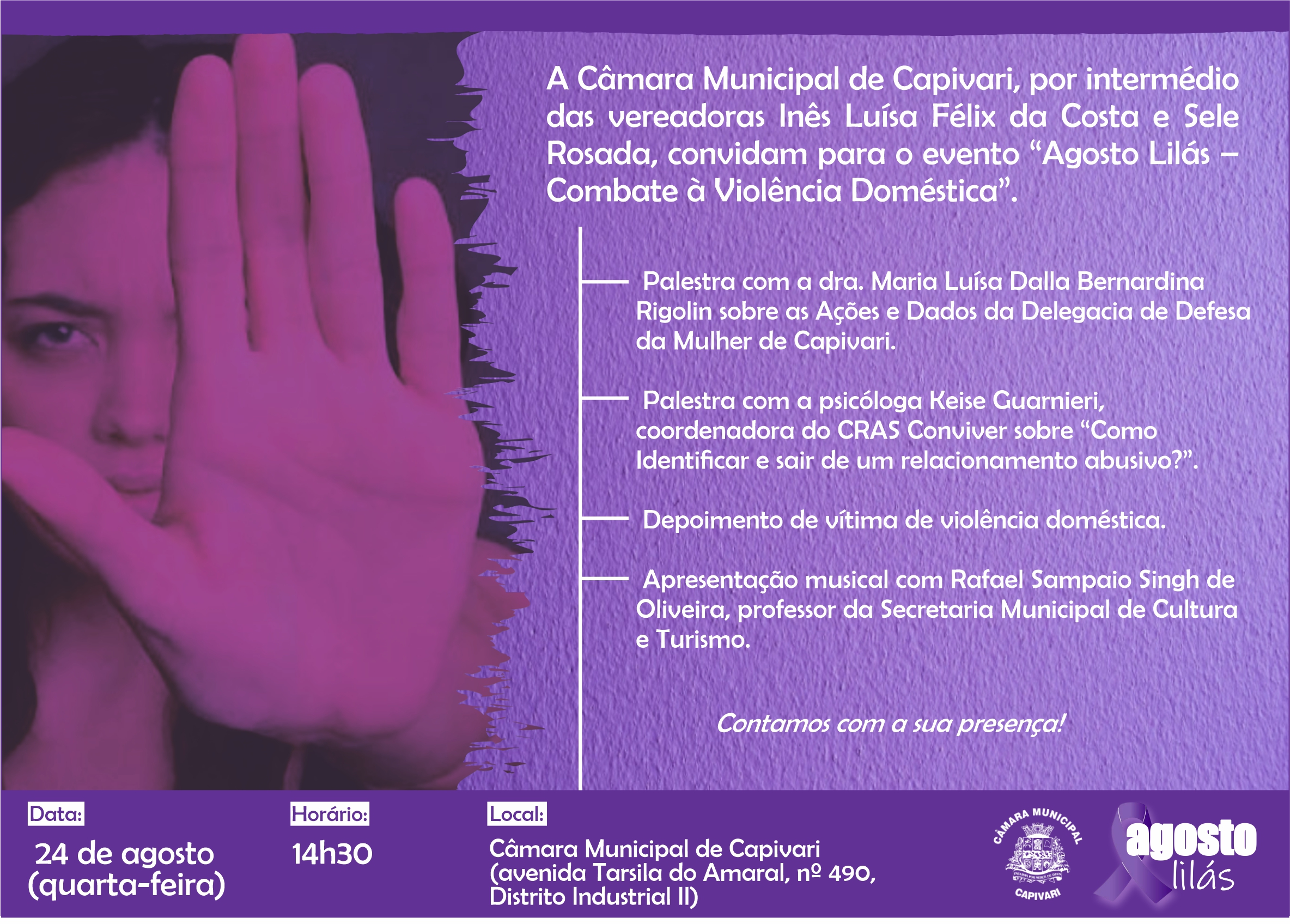 Combate à violência doméstica é tema de evento na Câmara de Capivari
