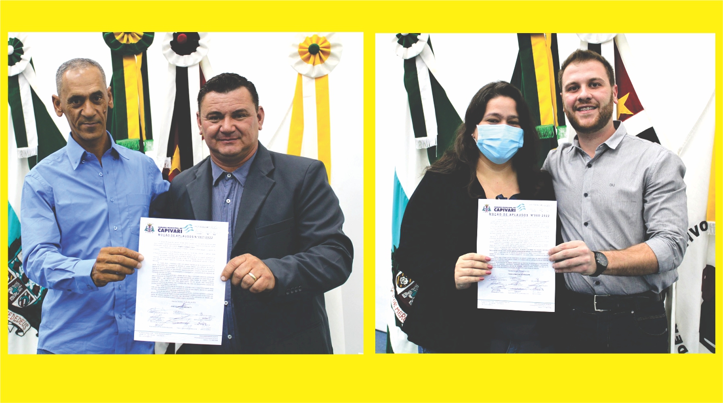 Rogério Vieira e Renata Travaioli recebem Moções de Aplausos pelo Dia do Motorista e Dia Nacional da Saúde
