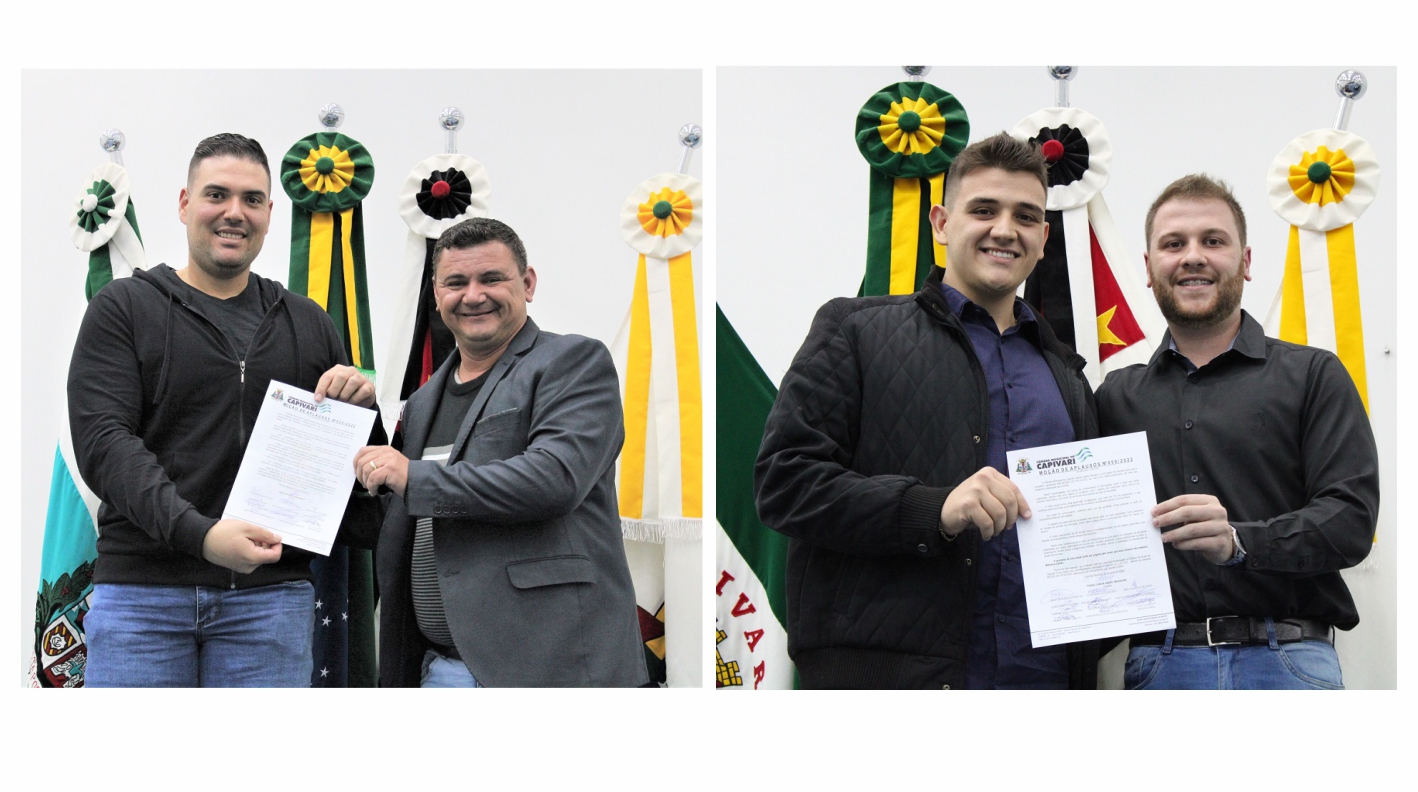 Tulio Darros e Luan Forti recebem Moções de Aplausos na Câmara Municipal de Capivari